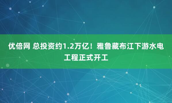 优倍网 总投资约1.2万亿！雅鲁藏布江下游水电工程正式开工
