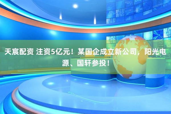 天宸配资 注资5亿元！某国企成立新公司，阳光电源、国轩参投！